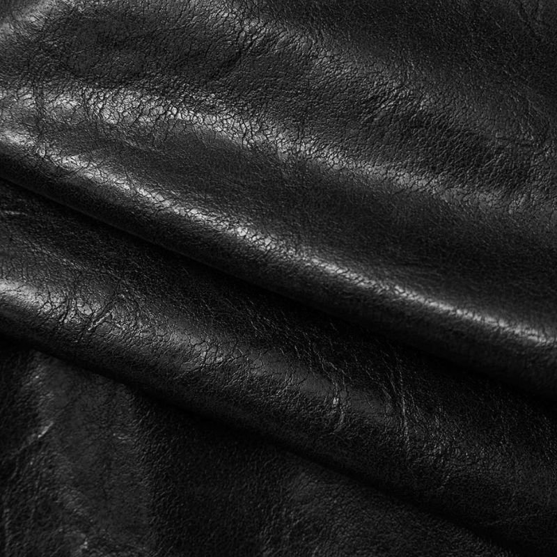 Women’s Asymmetrical Button Black Leather Skirt - Image 3