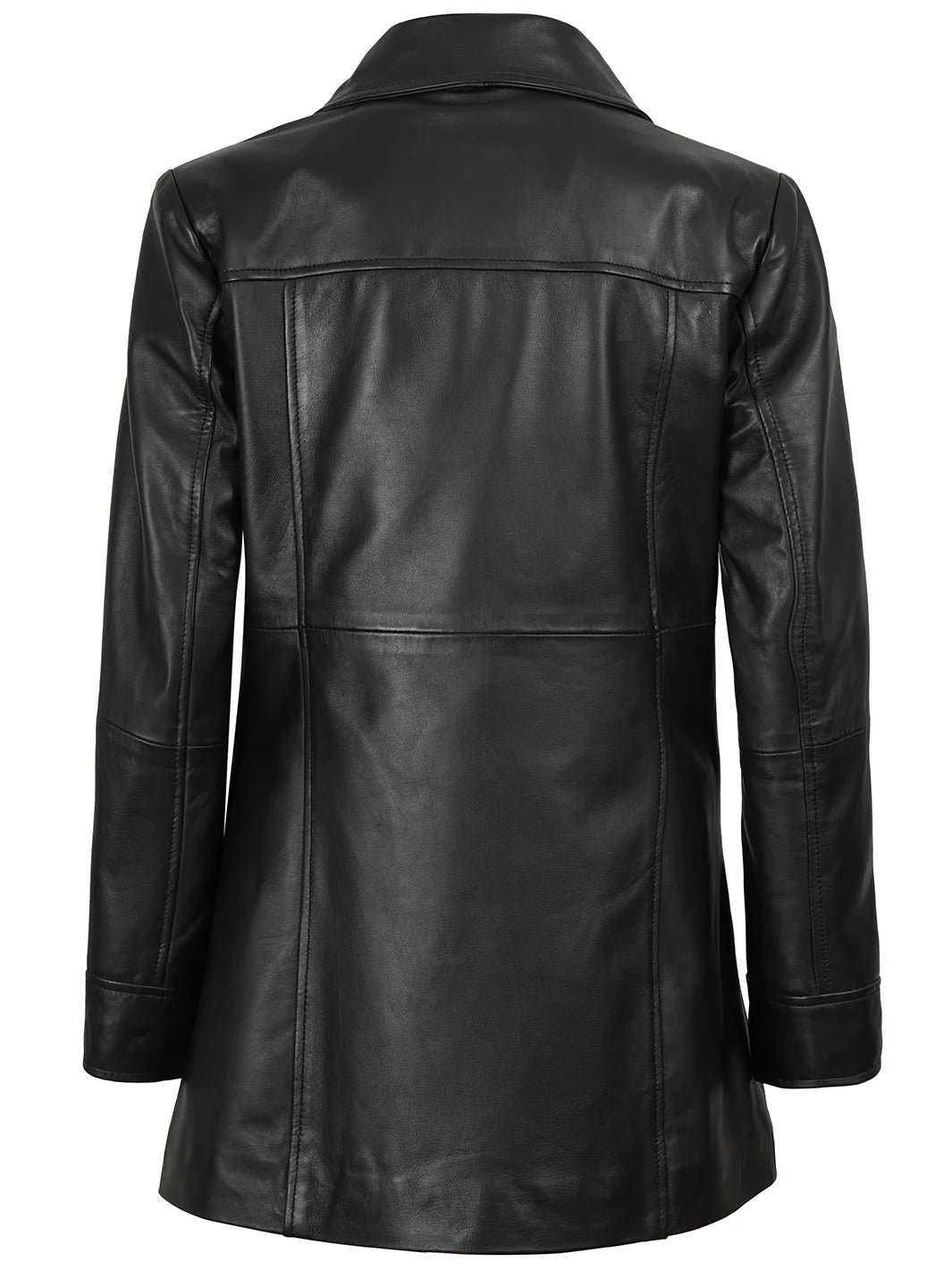 Kandis Womens Black 3/4 Length Leather Car Coat - Image 2