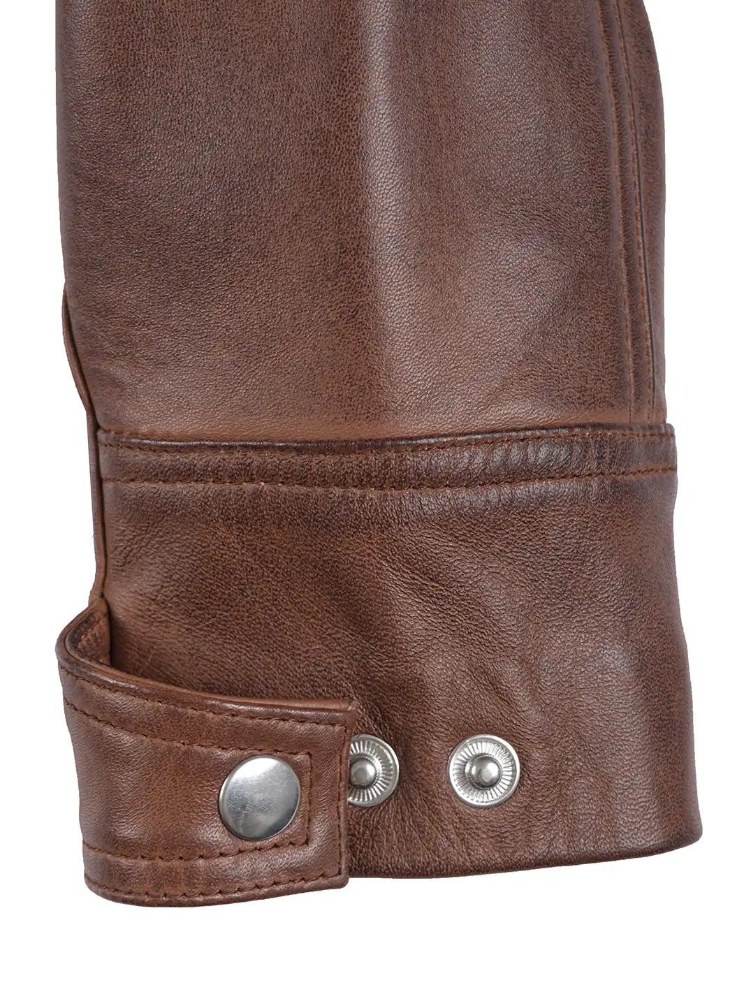 Women's Cognac Brown Leather Cafe Racer Jacket - Image 7